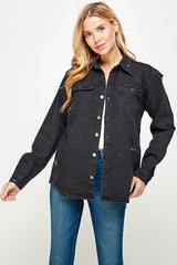 Women's Denim Shirts with Distressed