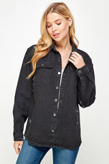 Women's Denim Shirts with Distressed