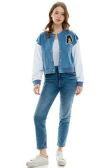 Casual Women's Baseball Jacket - Blueage Jeans