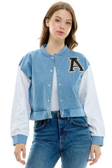 Casual Women's Baseball Jacket - Blueage Jeans