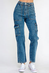 WOMEN DENIM CARGO PANTS - Blueage Jeans