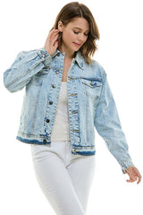 Cotton Casual White Denim Boyfriend Jacket