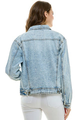 Cotton Casual White Denim Boyfriend Jacket