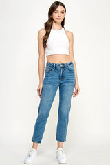 HIGH RISE ANKLE STRAIGHT JEANS - Blueage Jeans