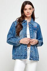 (SAMPLE) Destroyed Casual Denim Jacket - Blueage Jeans